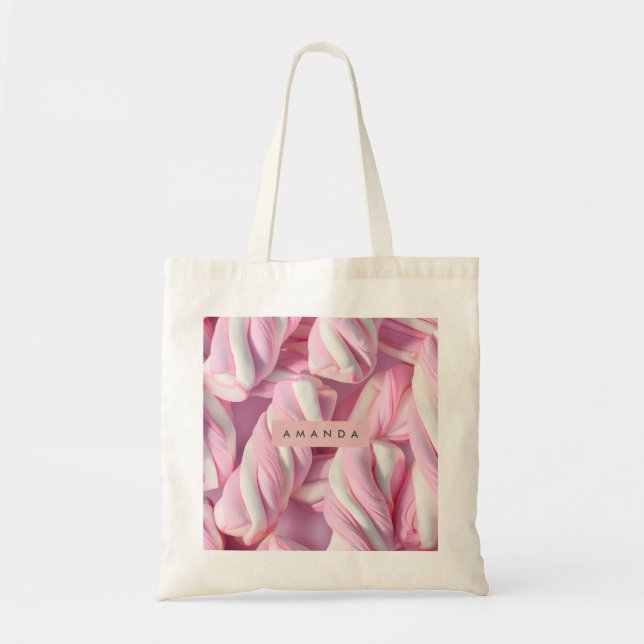 Personalisierte rosa Marshmallow-Twist Tragetasche (Vorne)