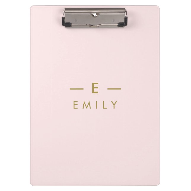Personalisierte, rosa-minimalistische Moderne Klemmbrett (Vorderseite)