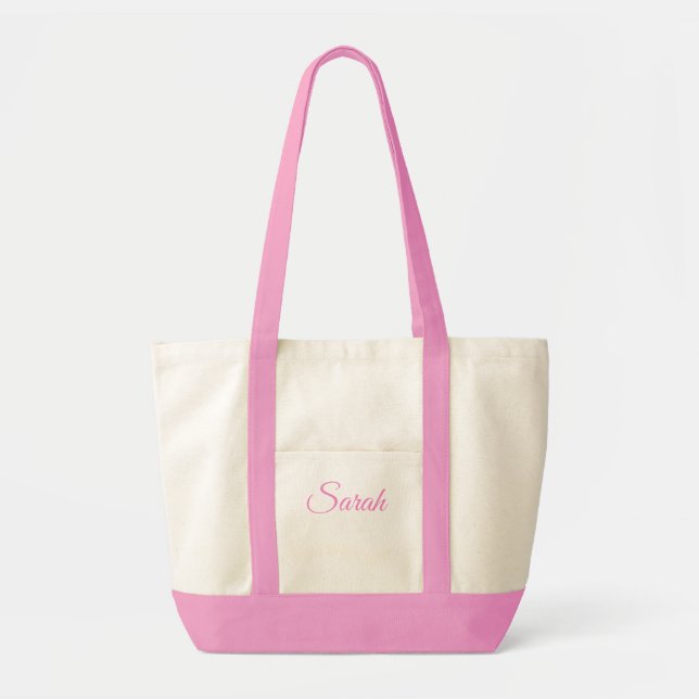 Personalisierte rosa Namens-Tasche Tragetasche (Vorne)