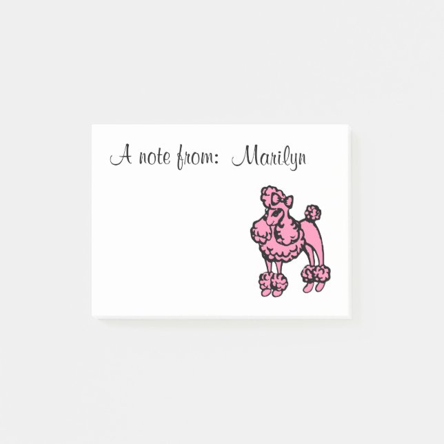Personalisierte rosa Poodle Post It Notes Post-it Klebezettel (Vorderseite)