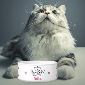 Personalisierte rosa Prinzessin Katze Napf