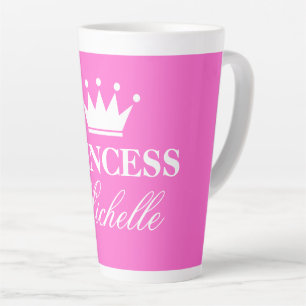 Personalisierte rosa Prinzessin-Tasse mit Kronlogo Milchtasse