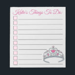 Personalisierte rosa Prinzessin Tiara Dinge zu tun Notizblock<br><div class="desc">Das Notizblock-Design im List-Stil zeigt eine originale Marker-Abbildung eines Kartons einer hübsch rosa Prinzessin Tiara. Personalisieren Sie einfach mit Ihren Informationen. Viele zusätzliche illustrierte Notizblöcke sind auch in diesem Shop erhältlich. Dieses Design ist auch auf anderen Produkten erhältlich. Sehen Sie nicht, wonach Sie suchen? Brauchen Sie Hilfe bei der Anpassung?...</div>