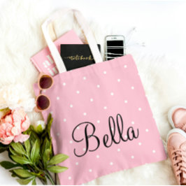 Personalisierte rosa Punkte-Tasche