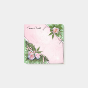 Personalisierte rosa Rosen - Nachhinweise Post-it Klebezettel