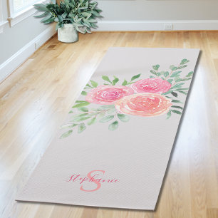 Personalisierte rosa Rosen Yoga-Matte Yogamatte