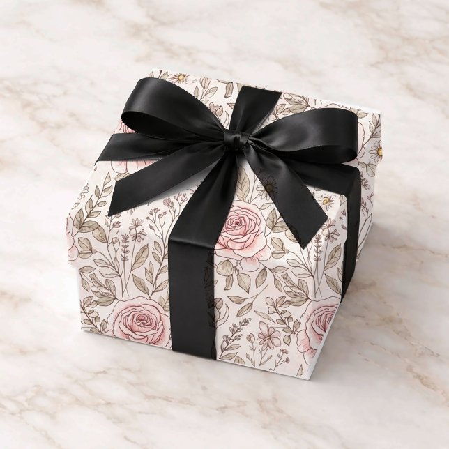 Personalisierte rosa Rosenhochzeit  Geschenkpapier Set (Von Creator hochgeladen)
