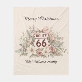 Personalisierte rosa Route 66 Weihnachtsfamilie Fleecedecke
