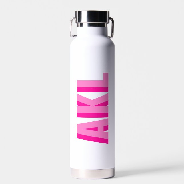 Personalisierte rosa Schatten-Monogramm-Initialen Trinkflasche (Vorne)