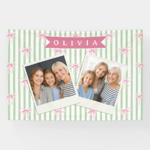Personalisierte Rosa Schleife Grüne Streifen Coque Banner
