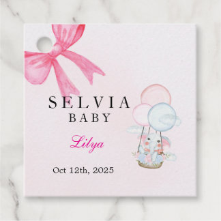 Personalisierte rosa Schleifen-Babyparty-Geschenka Geschenkanhänger