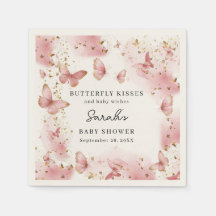 Personalisierte rosa Schmetterling-Baby-Shower-Ser
