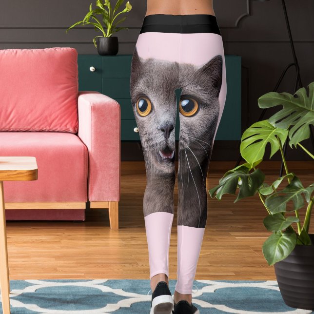Personalisierte Rosa Schwarz Gestreifte Verrückte  Leggings (Von Creator hochgeladen)