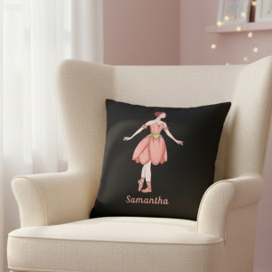 Personalisierte Rosa & Schwarze Ballerina Kissen