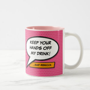 Personalisierte rosa Sprechblase aus Comic-Heften Zweifarbige Tasse