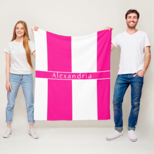 Personalisierte, rosa Streifen Fleecedecke