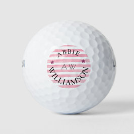personalisierte rosa Streifen mit Monogramm Golfball