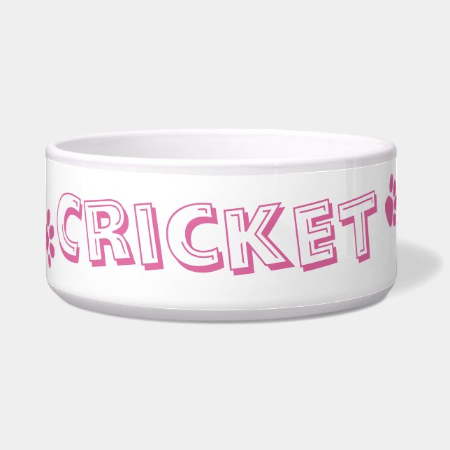 Personalisierte rosa "Tatze druckt" Napf (Vorderseite)