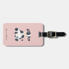 Personalisierte, rosa, trendige Aquarellkuh Gepäckanhänger