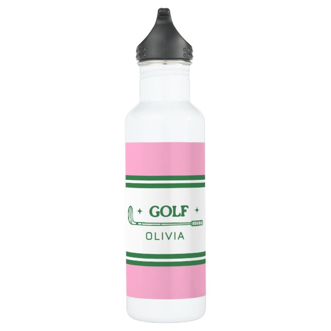 Personalisierte Rosa und grüne Golf Edelstahlflasche (Rechts)
