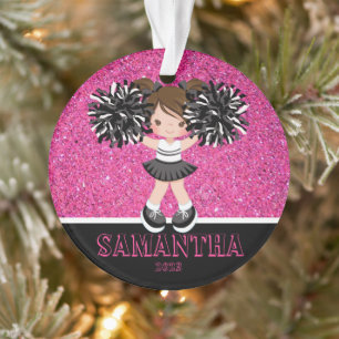 Personalisierte Rosa und Schwarz-Cheerleading Orna Ornament