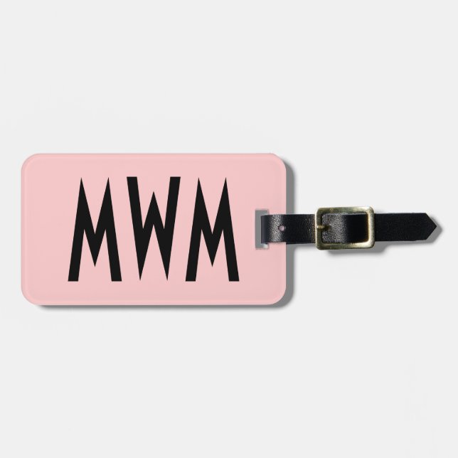 Personalisierte, rosa und schwarze Gepäckmarke Gepäckanhänger (Vorderseite horizontal)