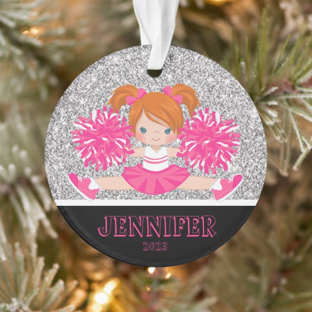 Personalisierte Rosa und Silberschmuck Ornament (Baum)