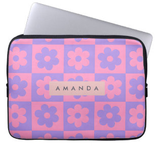 Personalisierte rosa und violette Blume Laptopschutzhülle