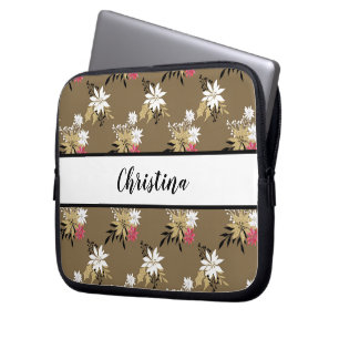 Personalisierte Rosa und Weiß Laptopschutzhülle