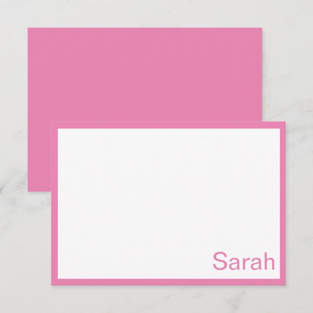 Personalisierte, rosa und weiße Notizkarte Einladung (Vorne/Hinten)