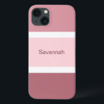 Personalisierte rosa und weiße Streifen modern Case-Mate iPhone Hülle<br><div class="desc">Niedliche und stilvolle Handy-Gehäuse mit rosa und weiß gestreiftem Muster. Mehrere Farbtöne mit großen rosa Streifen und kleine weiße Streifen. Personalisiert mit dem Namen,  der in einer Rose gedruckt wurde.</div>