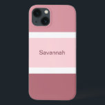 Personalisierte rosa und weiße Streifen modern Case-Mate iPhone Hülle<br><div class="desc">Niedliche und stilvolle Handy-Gehäuse mit rosa und weiß gestreiftem Muster. Mehrere Farbtöne mit großen rosa Streifen und kleine weiße Streifen. Personalisiert mit dem Namen,  der in einer Rose gedruckt wurde.</div>