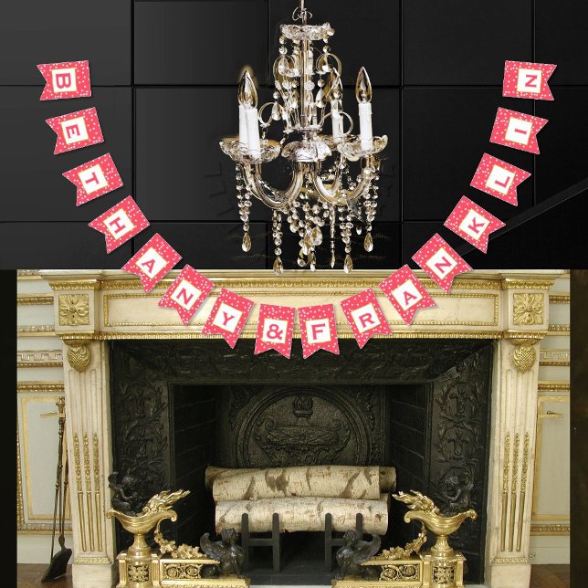 Personalisierte Rosa- und White Dot Gold Trim Hoch Wimpelkette (Von Creator hochgeladen)