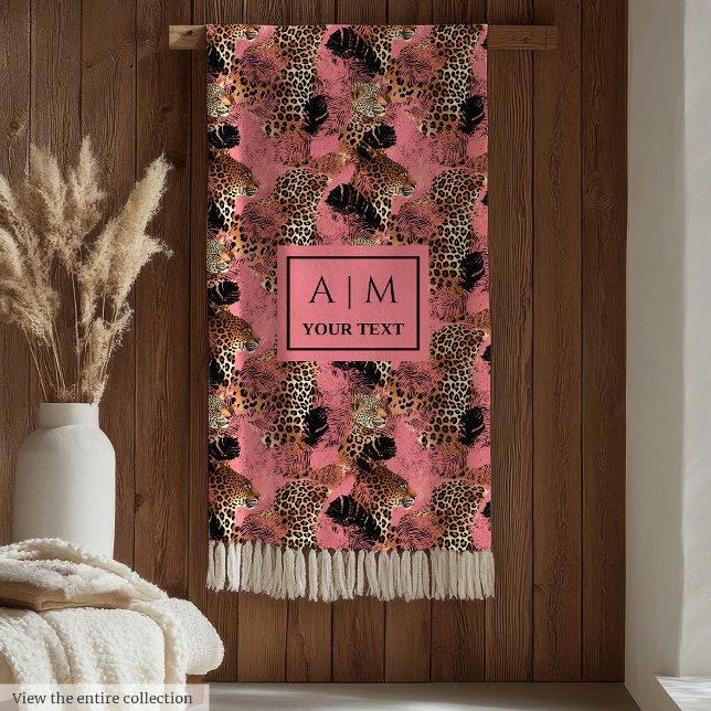 Personalisierte rosa Wasserfarbe Leopardenhaut mod Fleecedecke (Personalized pink watercolor leopard skin modern Fleece Blanket)