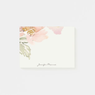 Personalisierte rosa Wasserfarbenblume Post-it Klebezettel