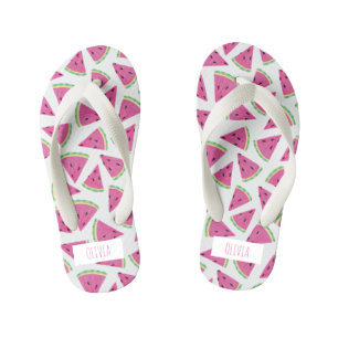 Personalisierte rosa Wassermelone tropischer Somme Kinderbadesandalen