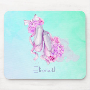 Personalisierte rosa Watercolor-Ballett-Pantoffel Mousepad