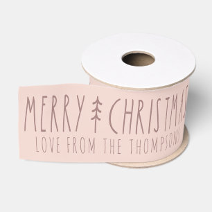 Personalisierte rosa Weihnachtsbaum-Geschenkverpac Ripsband