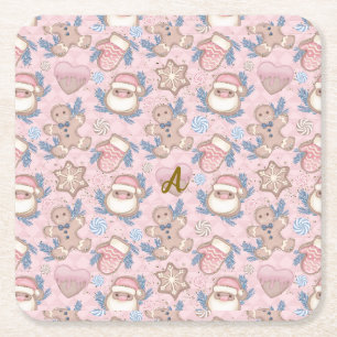 Personalisierte Rosa Weihnachtskekse Rechteckiger Pappuntersetzer