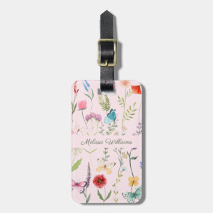 Personalisierte rosa Wildblume Gepäckanhänger