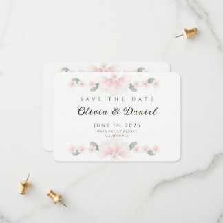 Personalisierte rosafarbene Blumen-Hochzeitseinlad Save The Date