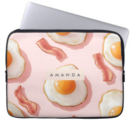 Personalisierte, rosafarbene Eier und Bacon-Muster Laptopschutzhülle