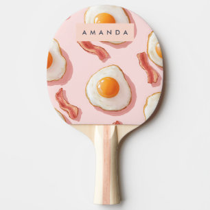 Personalisierte, rosafarbene Eier und Bacon-Muster Tischtennis Schläger