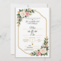 Personalisierte rosafarbene Rosen-Goldbogen-Hochze