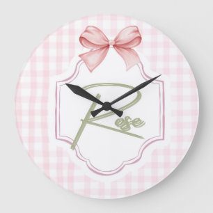 Personalisierte Rose Baby Girl Kinderzimmer Bow&Gi Große Wanduhr