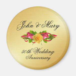 Personalisierte Rose & Gold 50 Jahre Hochzeit Magnet