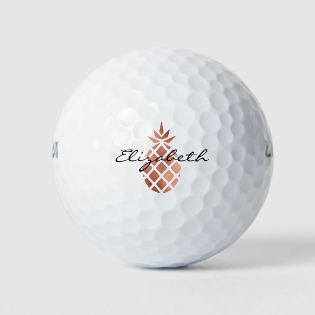 Personalisierte Rose Gold Ananas Script Golf Balls Golfball (Vorderseite)