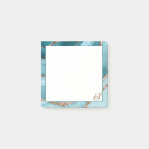 Personalisierte Rose Gold Aquamarines Blue MARBLE  Post-it Klebezettel