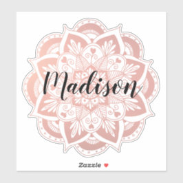Personalisierte Rose Gold Blume Mandala Aufkleber