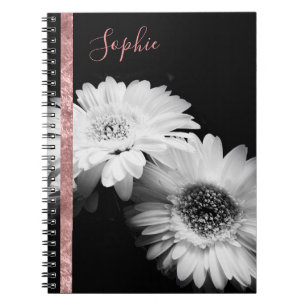 Personalisierte Rose Gold Daisy Notebook Notizblock